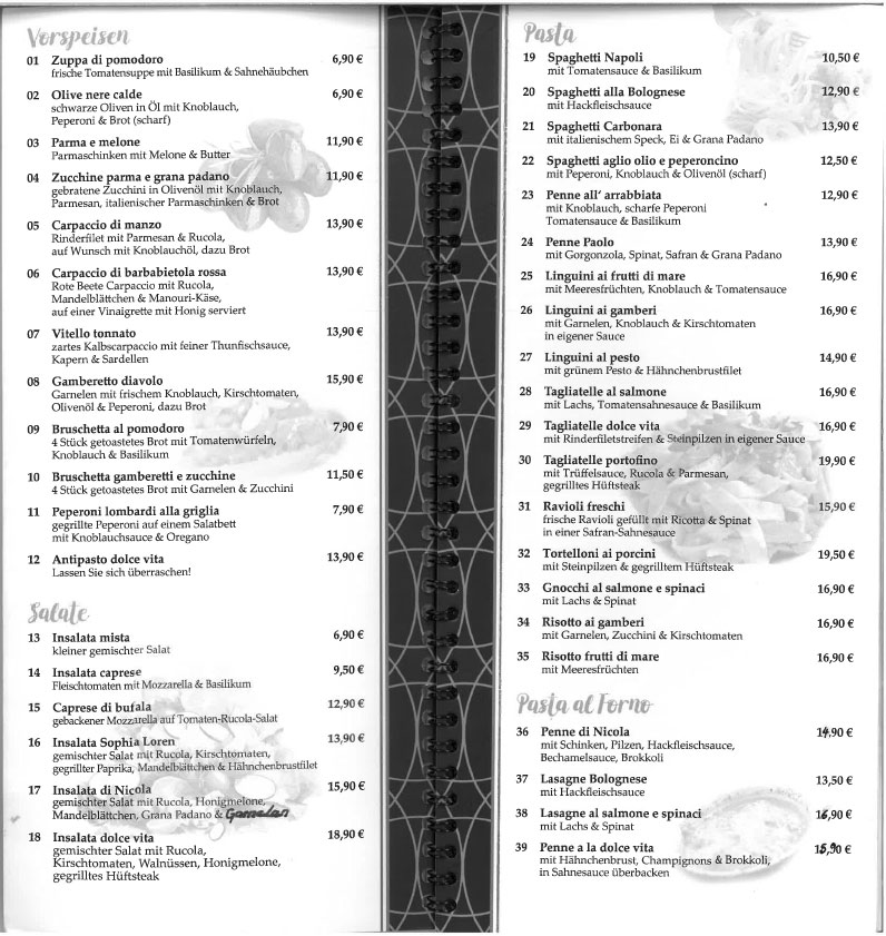 La Dolce Vita Merseburg Speisekarte